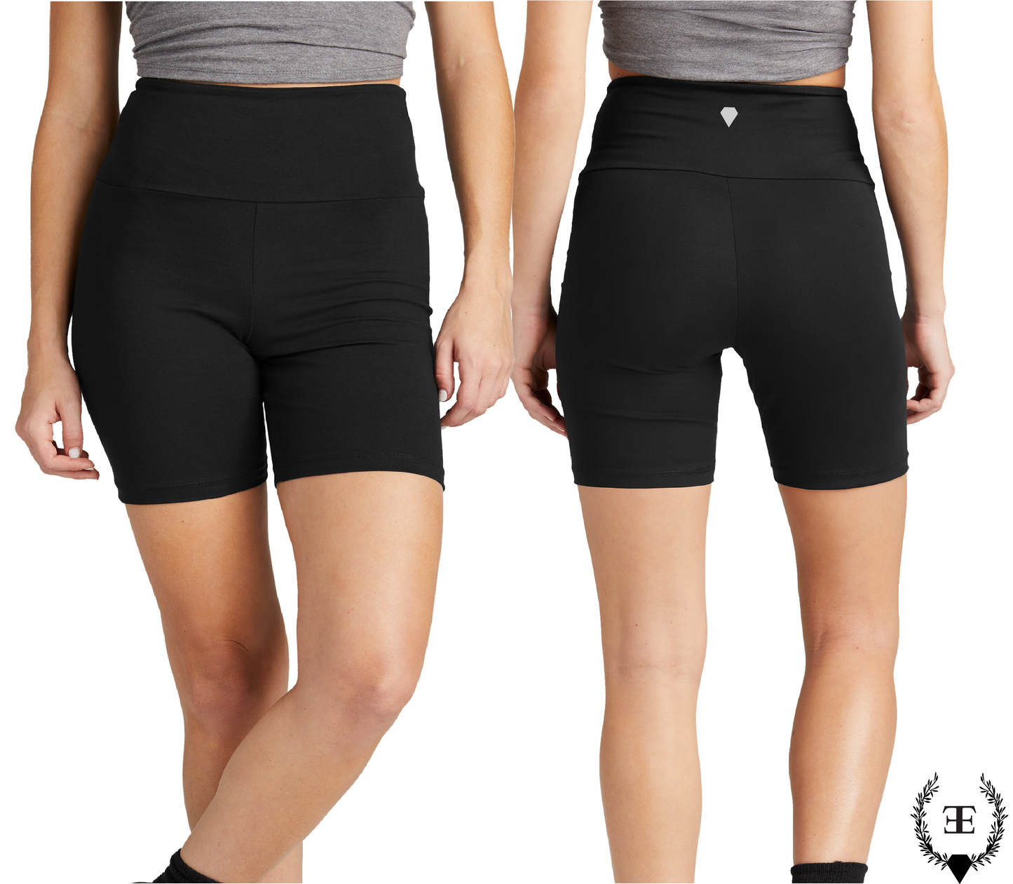 High Waisted Biker Shorts Black Diamond